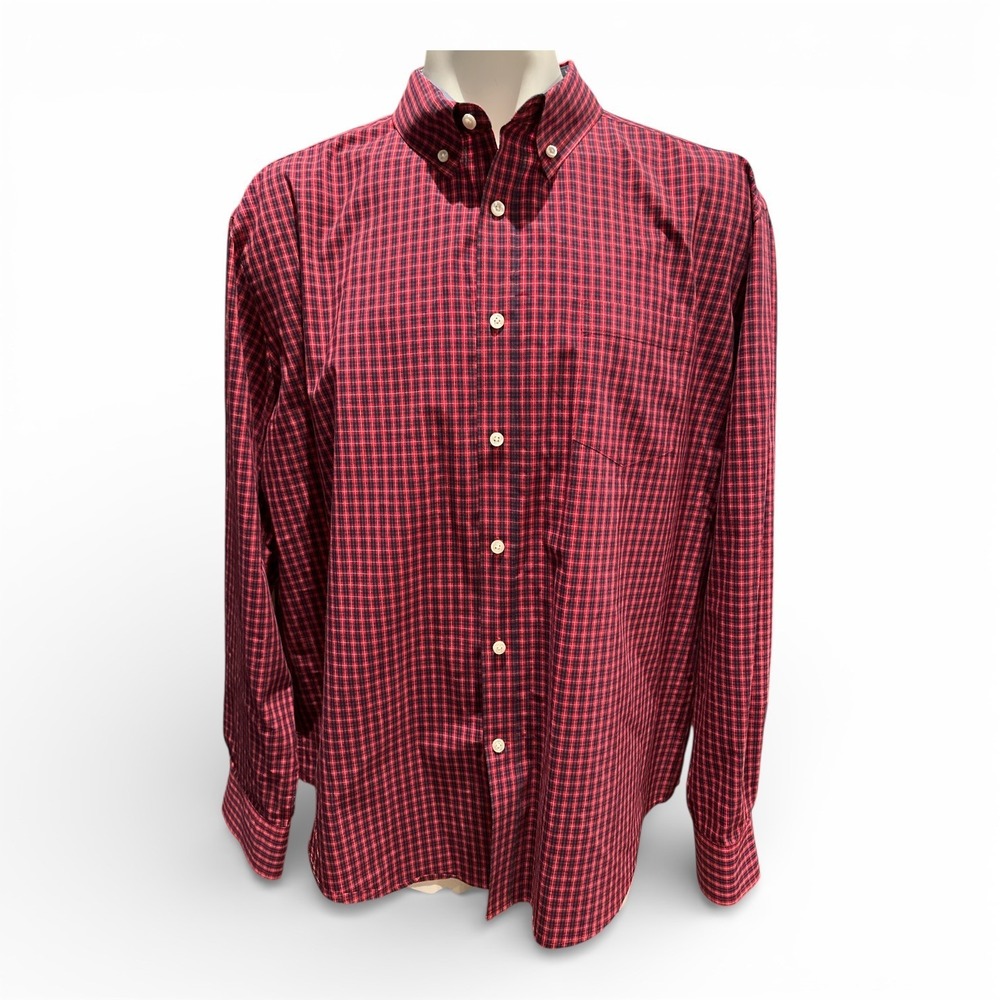 !! SOLD !! Mason James XXL Red Plaid Stretch Button Down Shirt Mens Cotton Blend